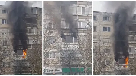 Incendiu puternic într-un bloc din Timisoara. Locatarii s-au autoevacuat