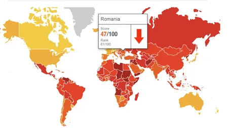 România, pe locul 24 din 28 în UE privind percepţia corupţiei, potrivit indicelui Transparency International