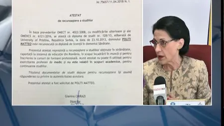 Scandalul medicului italian a ajuns şi la Ministerul Educaţiei. Se verifică echivalarea studiilor lui Matteo Politi