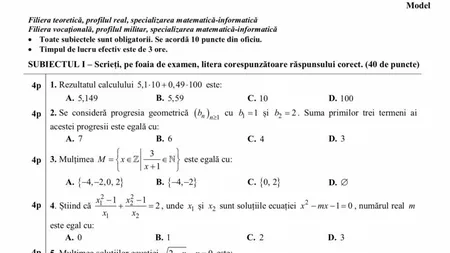 Modele de subiecte grilă pentru simulare BAC 2019 la matematică şi istorie FOTO