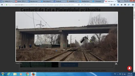 Circulaţia trenurilor între Bucureşti şi zona Moldovei a fost blocată. Balustrada unui pod şi pasajul pietonal s-au prăbuşit pe şine