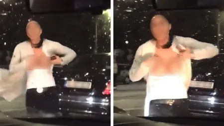 Tânără topless, scandal în traficul din Bucureşti cu o altă şoferiţă VIDEO