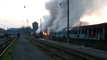 Incendiu la un tren în gara Timişoara Nord