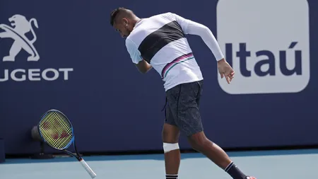 Circ cu Nick Kyrgios la Miami. A rupt racheta, s-a înjurat cu spectatorii şi s-a certat cu arbitrul VIDEO