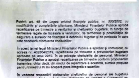 Documentul care dă fiori bugetarilor. Statul nu mai are bani să îşi plătească angajaţii FOTO