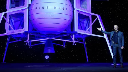 Jeff Bezos, patronul Amazon, a intrat în cursa pentru cucerirea Lunii. A prezentat nava spaţială care ar urma să-i ducă pe oameni acolo