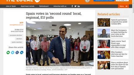 Spania votează în al doilea tur, în alegerile europene, municipale şi regionale