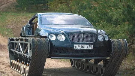 Cel mai luxos tanc din lume. Un rus şi-a transformat Bentley-ul în maşină de luptă şi mătură totul în cale