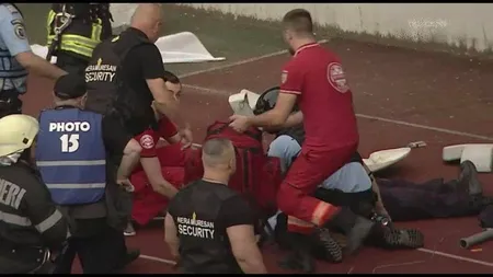 Bărbatul care l-a lovit cu scaunul pe un jandarm pe CLUJ ARENA a fost ARESTAT