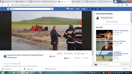 Bărbat luat de viitură cu tot cu tractor. Imagini impresionante din mijlocul apelor VIDEO