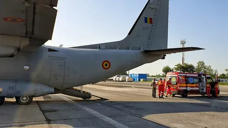 Un pacient cu arsuri pe 55% din suprafaţa corpului, transportat cu un avion militar românesc la un spital din Italia