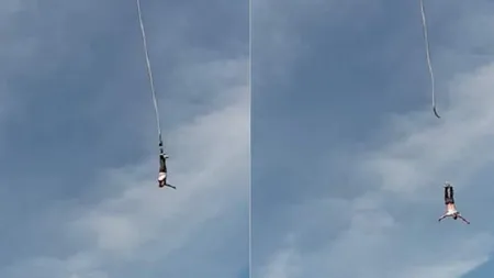 Accident înfiorător la bungee jumping. Coarda care susţinea un săritor s-a rupt, iar acesta s-a prăbuşit în gol VIDEO