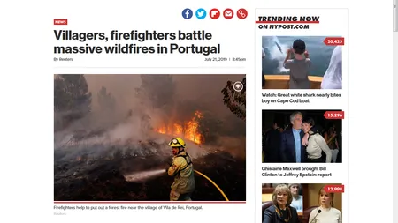 Incendiile de pădure din Portugalia se află sub control în proporţie de 90 la sută