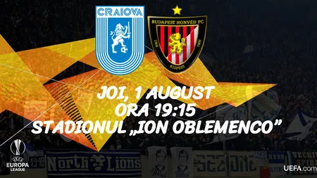 LIVE VIDEO CRAIOVA - HONVED 0-0 STREAMING ONLINE DIGI SPORT. Meci greu în Europa League