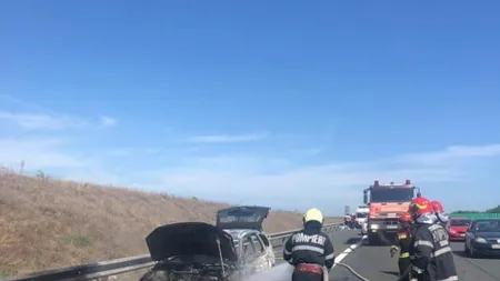 O maşină a luat foc pe Autostrada Soarelui