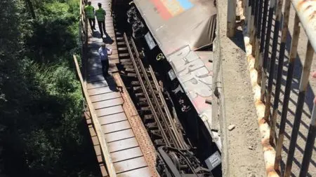 Tren cu 37 de vagoane, deraiat în judeţul Olt. Circulaţia feroviară este perturbată grav