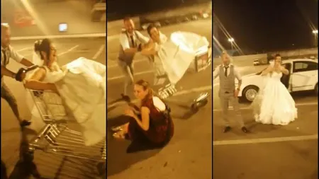 Cum se fură mireasa cu căruciorul de supermarket la Câmpina VIDEO