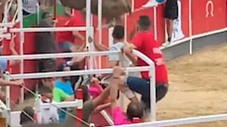 Coridă sângeroasă: un taur s-a înverşunat şi a atacat spectatorii din tribună VIDEO