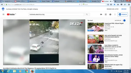 Accident cu trotineta electrică, la Cluj. O tânără a intrat în intersecţie fără să se asigure şi a fost lovită de o maşină VIDEO
