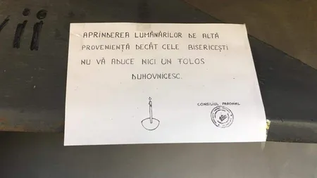Afiș la biserică, în Năvodari: Lumânările de altă provenienţă nu vă aduc niciun folos duhovnicesc