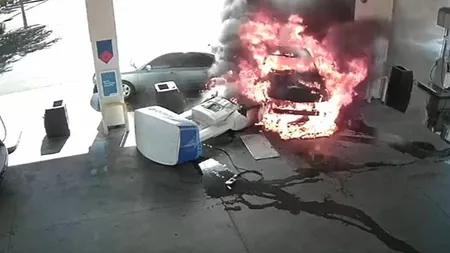 Explozie la o benzinărie, după un accident stupid provocat de un tânăr. O femeie a suferit arsuri grave VIDEO