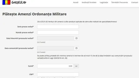 Cum pot fi plătite amenzile pentru încălcarea Ordonanţelor Militare