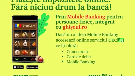 Cu CEC Bank, taxele şi impozitele locale pot fi plătite direct de pe telefonul mobil