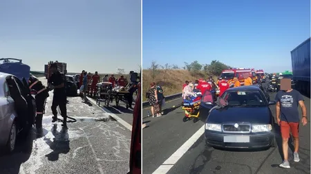 Accident grav cu nouă răniţi pe Autostrada Soarelui. Traficul rutier a fost restricţionat