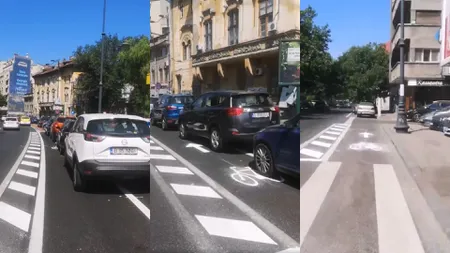 Noile piste de biciclete de pe Spaiul Independenţei sunt ocupate de maşini. Bicicliştii, expuşi pericolului în trafic VIDEO