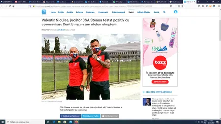 Fotbalist de la Steaua, infectat cu coronavirus. Primele declaraţii ale sportivului, după ce a fost depistat pozitiv