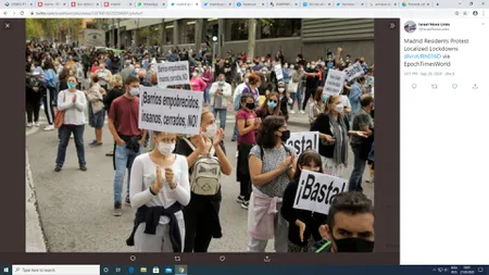 Proteste la Madrid împotriva restricţiilor legate de coronavirus. 