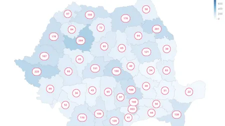 HARTA cazurilor noi COVID-19. 623 de infectări cu SARS-COV2 în Bucureşti. Peste 200 de îmbolnăviri în Cluj, Timiş şi Iaşi