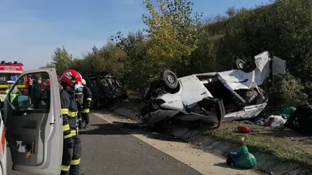 Accident MORTAL pe autostrada A1. O persoană decedată şi 15 răniţi. A fost activat Planul Roşu de intervenţie