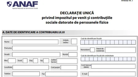 Declaraţia unică 2021. Schimbările anunţate de ANAF. Cum arată noul formular