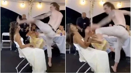 A reușit să își strice propria nuntă! Mirele și-a lovit soția cu piciorul peste față