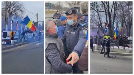 Proteste în Bucureşti. Îmbrânceli între poliţişti şi jandarmi la uşa lui Iohannis. Poliţişti, săltaţi de jandarmi şi băgaţi în dube VIDEO