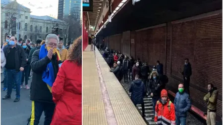 Puhoi de oameni, în Capitală. Angajaţii Metrorex, un nou protest în Piaţa Victoriei. Manifesanţii anti-mască s-au alăturat şi ei