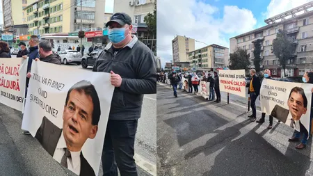 Ludovic Orban a fost întâmpinat de protestatari la Deva. Angajații Termocentralei Mintia își strigă nemulțumirile