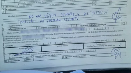 Cel mai sincer şofer din Botoşani. Mesajul scris pe amendă a devenit viral