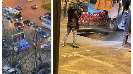O groapă uriaşă a bulversat traficul în Bucureşti chiar de Ziua Pământului