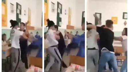Bătaie cruntă între o fată şi un băiat la un liceu din Tecuci, filmată de o colegă. Poliţia a deschis dosar penal