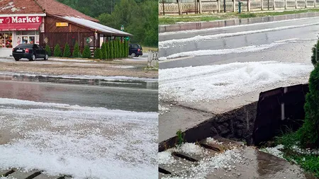 Grindina a făcut prăpăd în judeţul Gorj. Străzi acoperite de gheaţă în toiul verii, parbrize sparte şi culturi distruse. Imagini apocaliptice