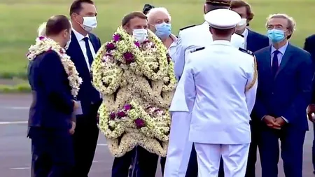 Vizită unică a lui Emmanuel Macron în Insulele Marchize. Preşedintele francez, întâmpinat cu o ceremonie surprinzătoare! - VIDEO