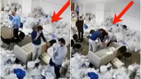 Imagini-bombă de la furtul voturilor din Sectorul 1! Procurorul Sprâncu asigură ieşirea unei persoane cu un sac de voturi. VIDEO