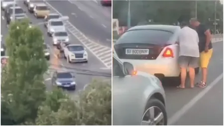 Rolls-Royce-ul unui interlop, rămas fără benzină într-un sens giratoriu din Mamaia VIDEO