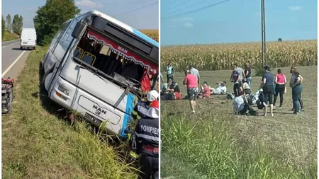 Alertă în Bihor. Un autobuz cu 23 de oameni s-a răsturnat. Planul roşu de intervenţie a fost activat!