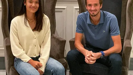 Emma Răducanu şi Daniil Medvedev s-au fotografiat împreună după succesul de la US Open 2021. Novak Djokovic i-a transmis şi el un mesaj campioanei