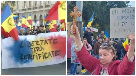 Protest masiv împotriva restricțiilor, în Capitală, în ziua cu record absolut de infectări de la începutul pandemiei VIDEO