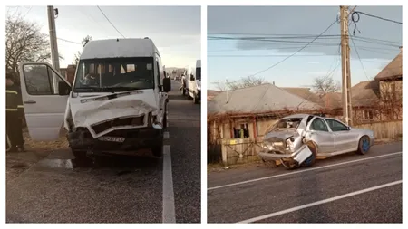 Şapte copii, răniţi într-un accident înfiorător în Bacău. Microbuzul care-i ducea spre şcoală s-a ciocnit cu o maşină