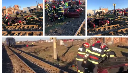 Soţ şi soţie, morţi într-un accident teribil. Maşina lor a fost spulberată de tren în Galaţi